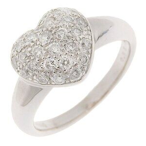 Ring K18 white gold/diamond #4.75(US Size) heart 4.9g Women